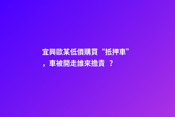 宜興歐某低價購買“抵押車”，車被開走誰來擔責？